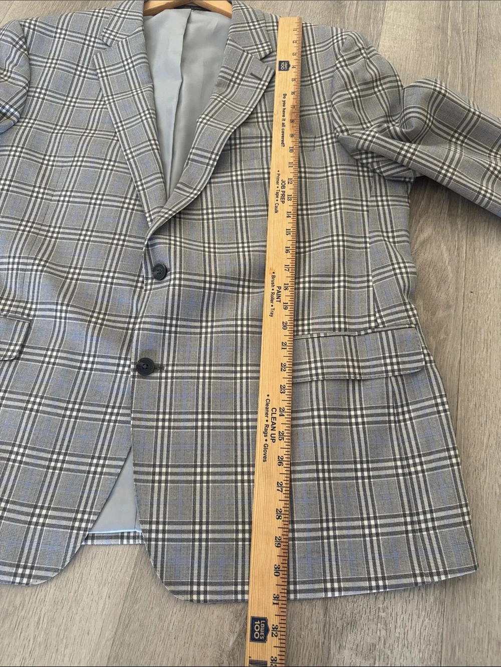 Roberto Rosso Plaid Blazer Mens 48 Regular Blue Wool Blend 2 Button